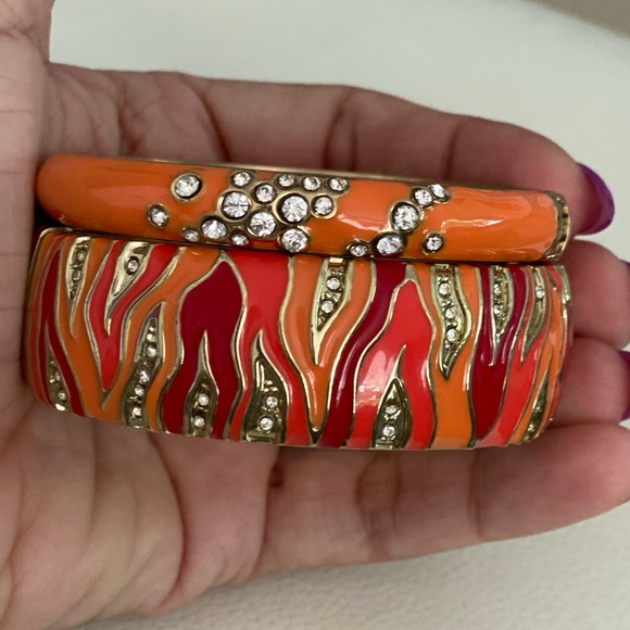 Sequin Jewelry - SEQUIN ENAMEL BRACELET IN ORANGE WITH RHINESTONES